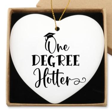 Imagem de Presentes de formatura universitária One Degree Hotter Hanging Ornament Master Phd Law School Graduation Gifts for Her Him Christmas Tree Ceramic Heart Keepsake