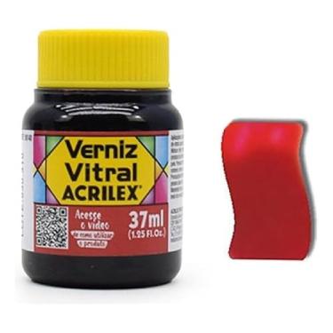 Imagem de Verniz Vitral Para Artesanato Acrilex 37ml Escolha A Cor Perfeito para Copos Garrafas Vaso Outras Perfeito para Copos Garrafas Vasos e Outras Ele Transforma Suas Peças Em Verdadeiras Obras De Arte, Simulando (Vermelho Fogo 507)