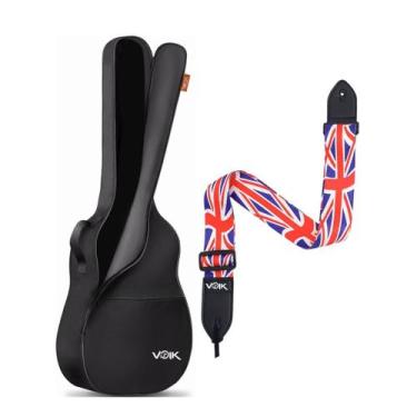 Imagem de Capa Bag Para Violão Voik CV4101P Preta Correia Police London, Vermelh