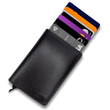 Imagem de Carteira Masculina Feminina Antifurto Cartao Rfid Essencial Couro Pu Slim Atni MONTANA