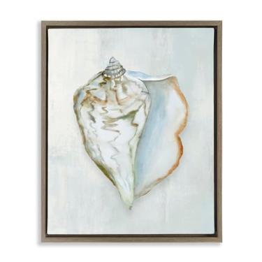 Imagem de Stupell Industries Concha silenciosa, serenidade, marrom, moldura flutuante, tela para parede, design de Hannah Dawson, 78 x 63 cm