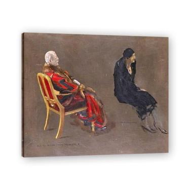 Imagem de Sitting Sideways John Lavery Irish Realist Portrait & War Scenes Impressão em tela – Arte de parede vintage para casa emoldurada 30 x 36 cm