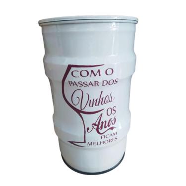 Imagem de Lixeira Metalica Tambor Com Os Passar Dos Vinhos Tonel 50Lt
