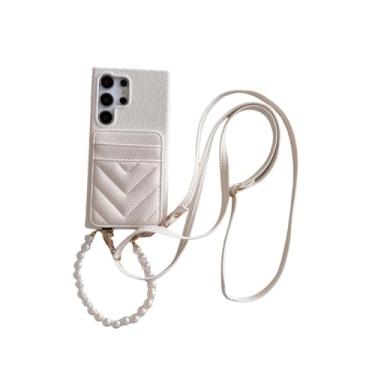 Imagem de MVVKKY Alça de pulso transversal com suporte para cartão para Galaxy A55 (para Galaxy A55/branco)