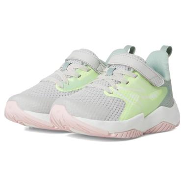 Imagem de New Balance Tênis infantil unissex Rave Run V2 de renda elástica com alça superior, Matéria cinza/azul-claro/verde mosaico, 16