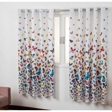 Imagem de Cortina quarto sala escritório 2,80x1,70 borboleta algodão - La casa p
