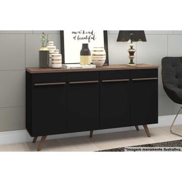 Imagem de Buffet de Sala Jantar RT3133 c/ 4 Portas Preto/Rustico - Movelbento