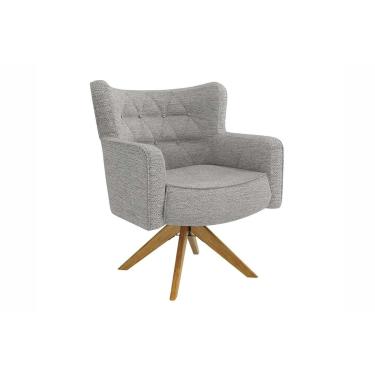 Imagem de Poltrona Decorativa p/ Sala Olga 1P001CA 1 Un Carvalho/Linho Cinza - Kappesberg