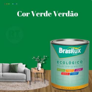 Imagem de Esmalte Sintético Base Água Brasilux Ecologico Cor Verde 800ML Brilhan