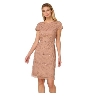 Imagem de Adrianna Papell Vestido feminino com contas, Ouro rosa, 44