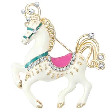 Imagem de KristLand - Lindo esmalte colorido com cristais austríacos brilhantes broche de unicórnio presente de aniversário corpete de cavalo de circo para bolsa de pano, Cristal, Cristais