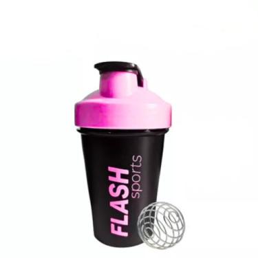Imagem de Coqueteleira Shakeira Shaker Academia Com Mola Misturador Premium 400 Ml Garrafa Copo FBK (PRETO COM ROSA)