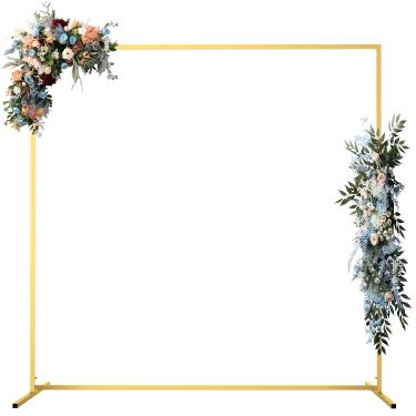 Imagem de Famyards Suporte De Arco Casamento Dourado 2 Metros, Estrutura Metal Quadrada Para Decoração Cerimônias, Festas, Aniversários, Chás Bebê E Cabines Fotográficas, Ideal Balões, Arranjos Florais Pérgol