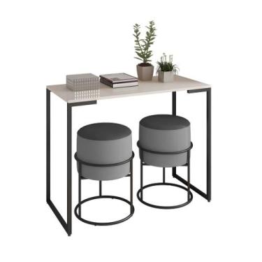 Imagem de Aparador Industrial Mesa Buffet Balcão MDF Pé Preto 90X45 Tomar Café H