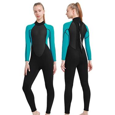 Imagem de REALON Roupa de mergulho masculina completa 3 mm neoprene mergulho mergulho natação ternos molhados térmicos com zíper frontal/traseiro água fria roupa de banho quente