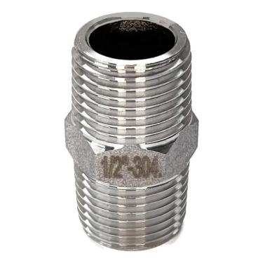 Imagem de 2X Conexão Niple 1/2 Aço Inox 304 Duplo Sextavado