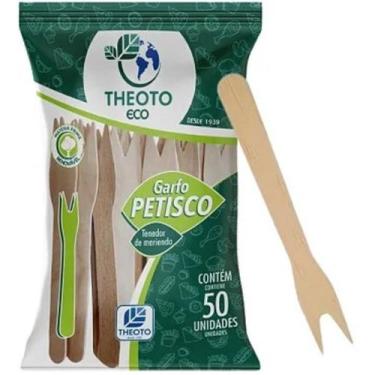 Imagem de 50 Garfo Petisco Madeira Pra Doces Sobremesa Frutas Theoto