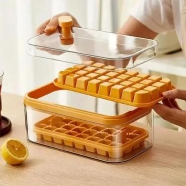 Imagem de Forma de Gelo 1 2 forma Reutilizável Bebida Drink Sucos Água Frutas Bandeja Casa Cozinha Resistente(AMARELO)