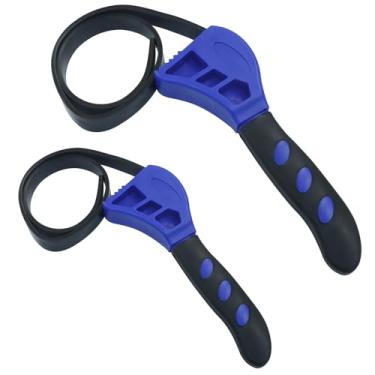 Imagem de verkelly Conjunto de 2 chaves de borracha ajustáveis para abertura de jarras, trocas de filtro de óleo e tarefas de encanamento – Serve para diâmetro de 10 a 15 cm (azul)