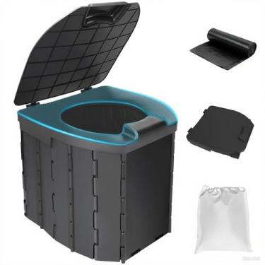 Imagem de Sanita de acampamento dobrável portátil para adultos e idosos – Potty compacto de viagem com proteção contra respingos, cômoda de emergência para trailers, atividades ao ar livre, caminhadas e