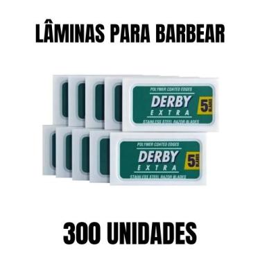 Imagem de Kit 300 Lâminas Para Barbear Derby Extra Verde Profissional