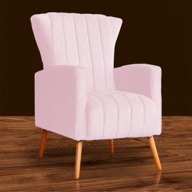 Imagem de Poltrona Estofada Pés Palito Sala de Estar Melinda Suede Rosa Bebe - L