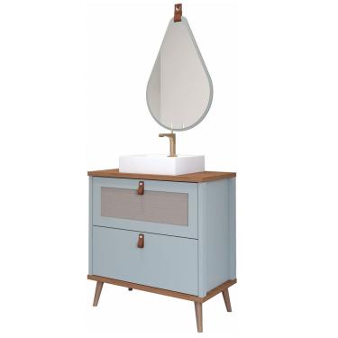 Imagem de Armário Banheiro 80Cm Mdf Cuba E Espelheira Gota Pistache