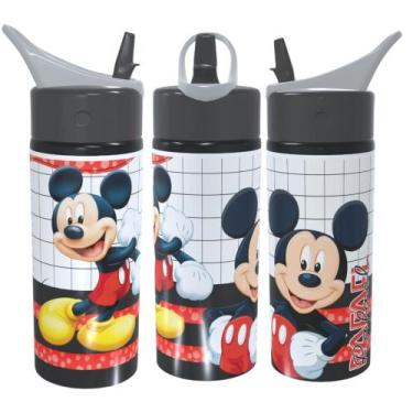Imagem de Garrafa/Squeeze Mickey e Minnie COM NOME Com Alça e Bico Retrátil 600 