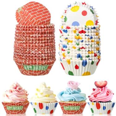 Imagem de Vesici 900 unidades de forros de cupcake de aniversário de desenho animado de papel de rua para cupcake, porta-copos descartáveis a granel para aniversário, chá de bebê, suprimentos de festa