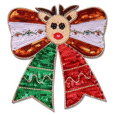 Imagem de Laços de cabelo de Natal para mulheres meninas com glitter vermelho verde contas de lantejoulas luzes de natal presilhas de cabelo de rena acessórios de cabelo de Natal roupas de fantasia brindes de