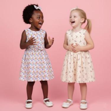 Imagem de Kit Dois Vestido Infantil Bebê Princesa Luxo com Manguinha Charmosa - 