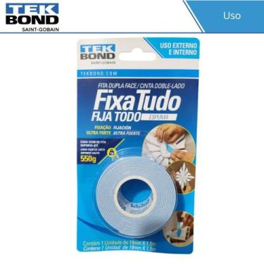 Imagem de Fita Dupla Face 19mm x 1,5m Espuma Tekbond Fixação Forte 550g Residenc