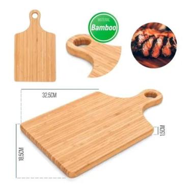 Imagem de Tábua de corte em bambu natural com tratamento antifúngigo 40cm - Haus