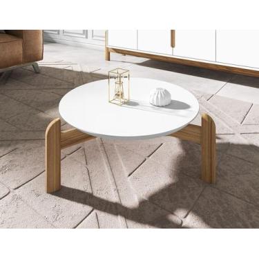 Imagem de Mesa De Centro Redonda Lizz - JM3 - JM3 MÓVEIS, Branco/Cedro
