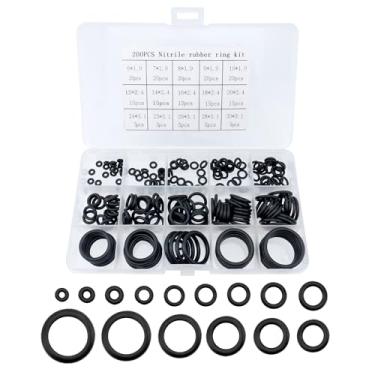 Imagem de Juxiamal Kit sortido de 200 anéis de vedação, 15 tamanhos de anéis de vedação de borracha nitrílica para encanamento, torneiras, reparos automotivos, carburadores, lavadoras de pressão