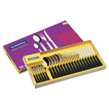 Imagem de Faqueiro Tramontina New Kolor Inox Preto 24 Peças