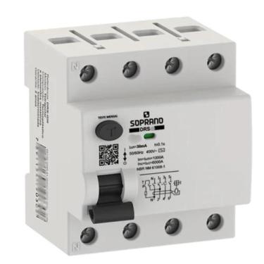 Imagem de IDR Interruptor Diferencial Residual DR 4p Tetrapolar 80a 30ma Soprano