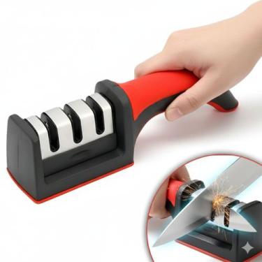 Imagem de Afiador E Amolador De Facas E Tesouras 3 Em 1 Profissional Manual - VL
