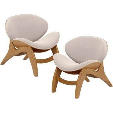 Imagem de Kit 2 Poltronas Decorativa Orgânica Sala Living Kadosh L02 Suede Bege