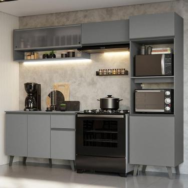 Imagem de Armário De Cozinha Completa 260cm Cinza Nice Madesa 09 Cinza