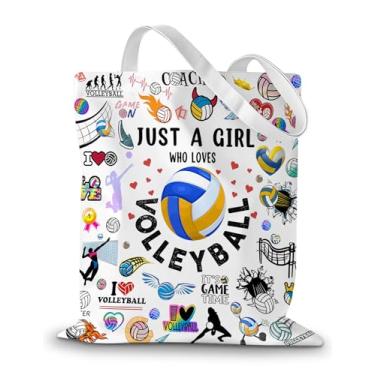 Imagem de CEASQVAA Sacola de lona para presentes de voleibol, presente de aniversário para mulheres, treinadores e equipes, presente de aniversário para amantes de vôlei, jogadores, bolas de vôlei, acessórios