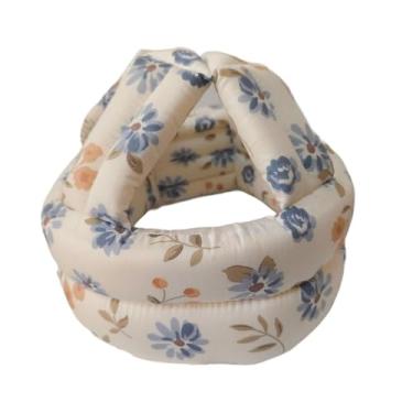 Imagem de Almencla Chapéu de proteção contra quedas, boné anti-queda ajustável e respirável, protetor de cabeça para uso diário em corredores, caminhadas e em casa, Flor-azul