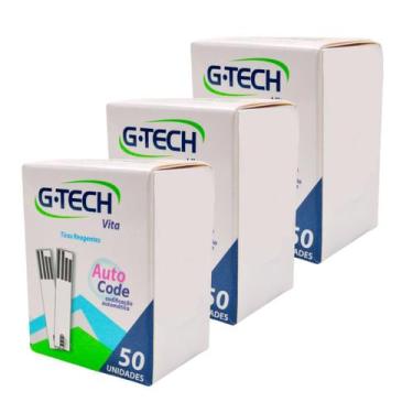 Imagem de Tiras Reagentes Fita Medir Glicose Glicemia Gtech 150 Unidades