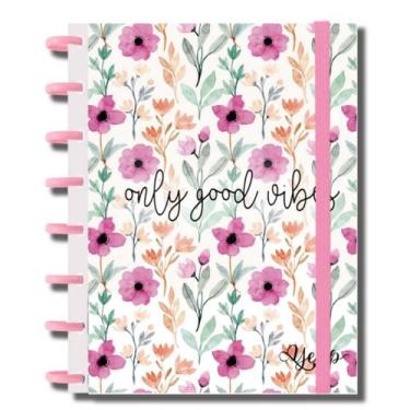 Imagem de Caderno Capa Dura Com Discos Feminino 10 Matérias 160 Folhas Pautadas 