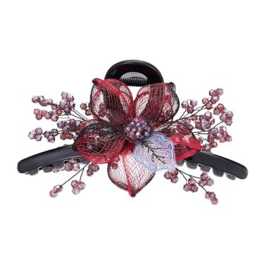Imagem de SINIDE Grampos de garra de cabelo com strass, presilhas de flor de fio de cobre grandes presilhas de garra de cristal tecidas à mão braçadeira de mandíbula de plástico acessórios de estilo de peça de