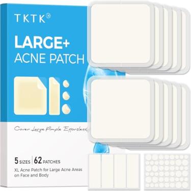 Imagem de TKTK Adesivos grandes de espinhas, adesivos de acne GG de 60 mm, bandagens hidrocolóides grandes para corpo, rosto, testa, queixo, espinha no pescoço, adesivo hidrocolóide (quadrado, tira, ponto 5