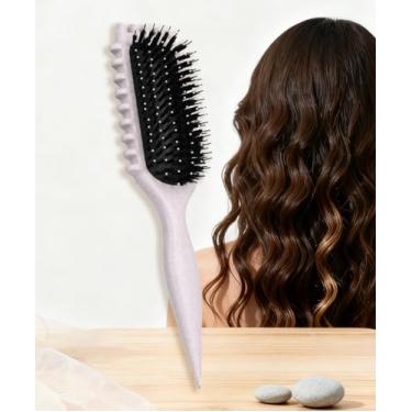 Imagem de Pente de cabelo desembaraçante para mulheres, almofada curvada, cabelo molhado e seco, massagem antiestática para cabelos cacheados lisos, ondulados, pentes portáteis bege 4
