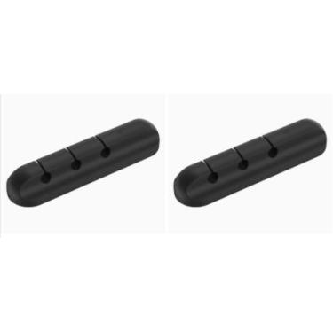 Imagem de Pacote com 2 clipes de suporte de cabo, organizador de cabos autoadesivo com 7 compartimentos, ideal para cabos de carregamento USB de mesa, cabos de alimentação de mesa de cabeceira e cabos de mouse