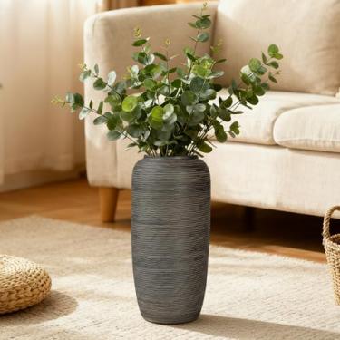 Imagem de Vaso de cerâmica vintage – Urna superdimensionada envidraçada envelhecida de 40 cm, decoração rústica rústica para entrada, sala de estar e canto