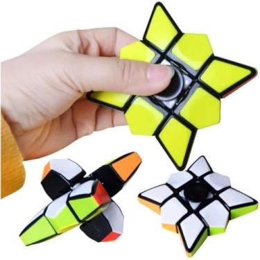 Imagem de Cubo Mágico 2 em 1 1x3x3 + Hand Spinner Fidget Puzzle Preto | Alívio do Estresse, Agilidade Mental e Concentração | Brinquedo Antiansiedade Portátil